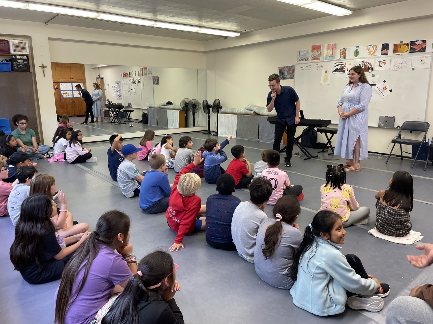 Logan Souther and Greer Lyle visiting the students at ProjectMOST in 2024. CHRISTINE GANITSCH