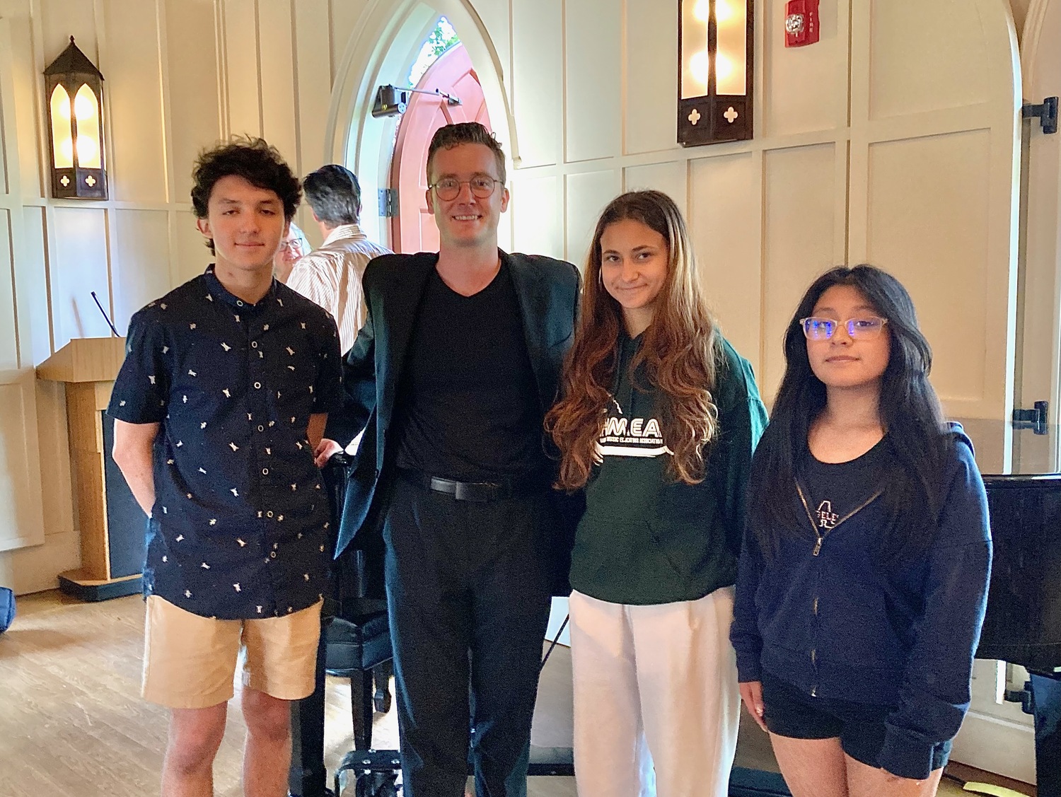 Logan Souther in 2024 with East Hampton High School student volunteers. KYRIL BROMLEY