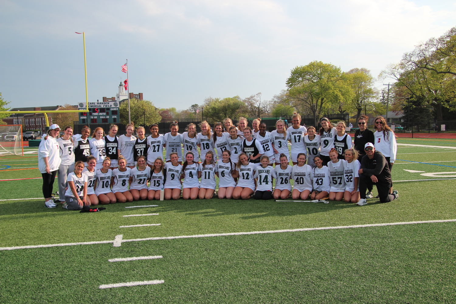 Westhampton Beach's girl lacrosse team after its 9-3 win over Rocky Point May 2. MARY BEASLEY