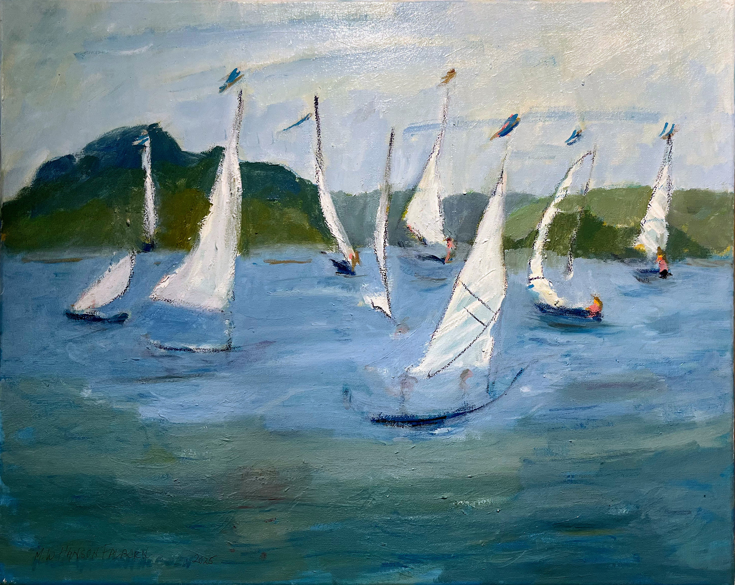 Muriel Hanson Falborn, “Sailboat Races,” will be on view as a part of “Season Kickoff,” a group art show that opens this weekend at the Romany Kramoris Gallery in Sag Harbor