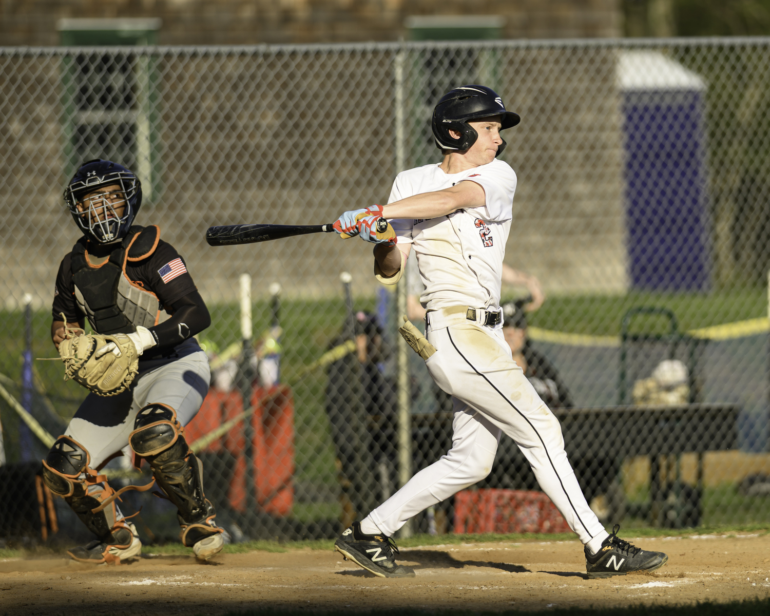 Brian Schroeder sends the ball to deep center field.   MARIANNE BARNETT