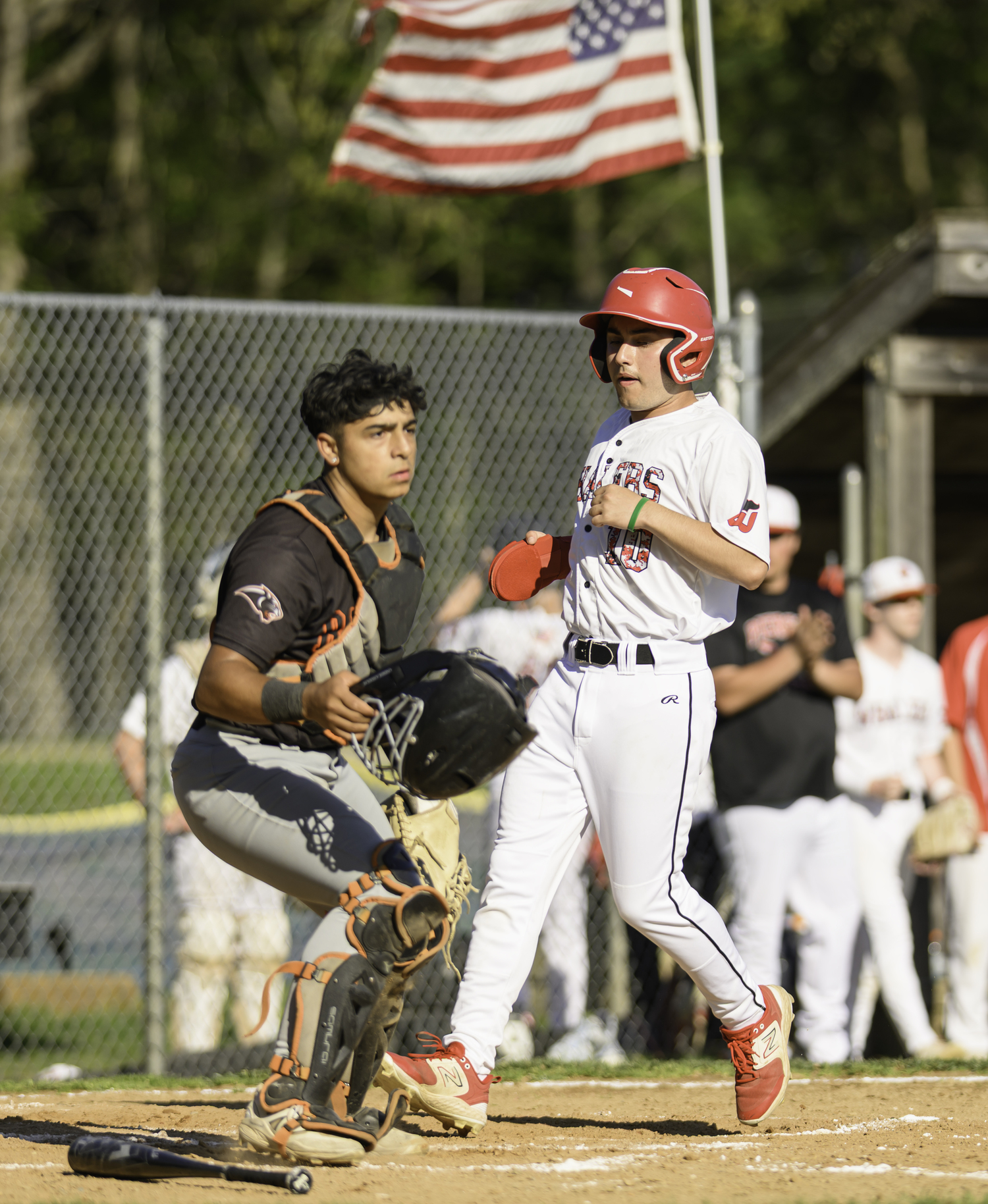 Mac Krotman scores the Whalers' lone run in what was a 2-1 loss at home to Babylon on Thursday, May 8.  MARIANNE BARNETT