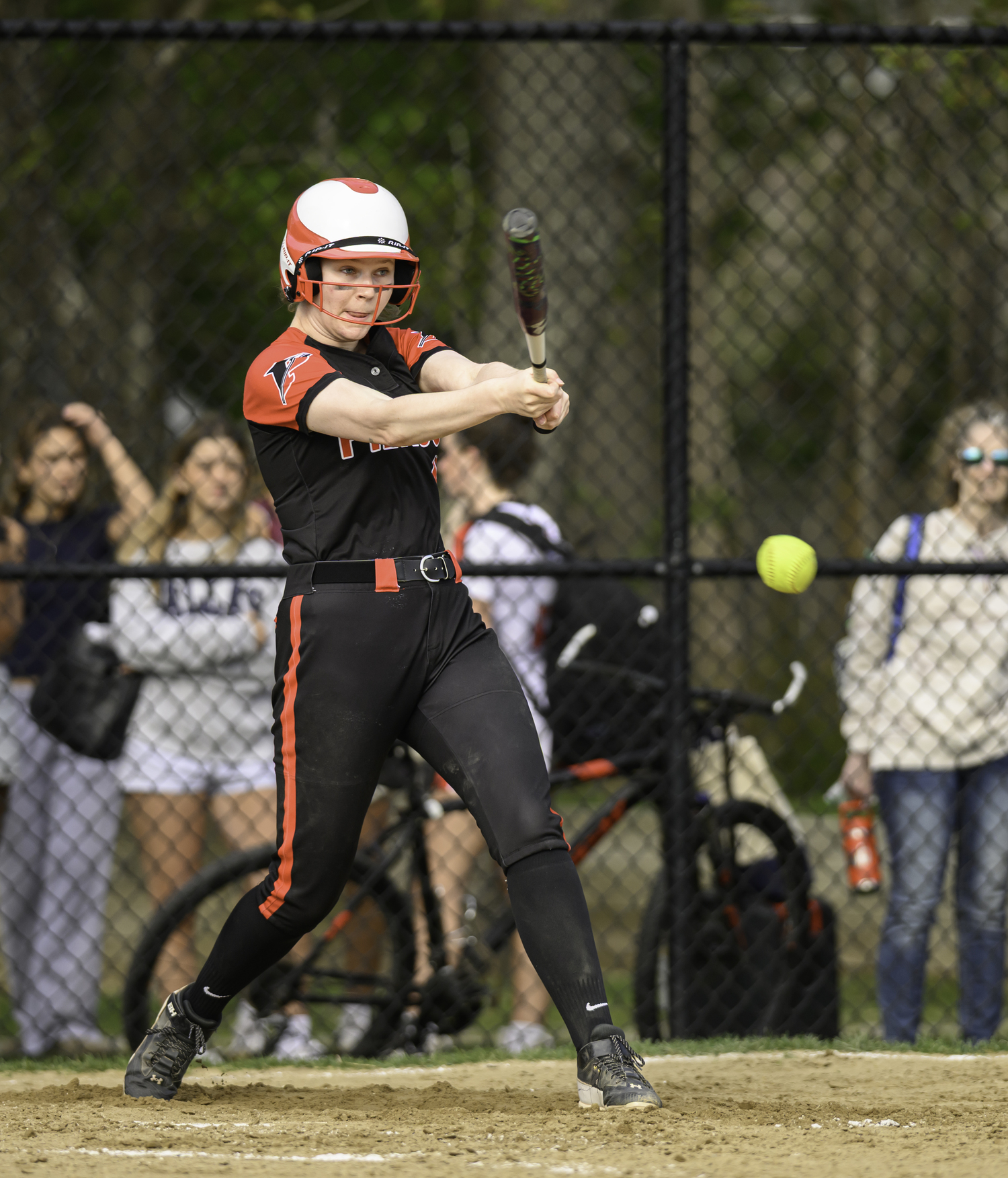 Annabelle Roussel puts a ball in play.  MARIANNE BARNETT