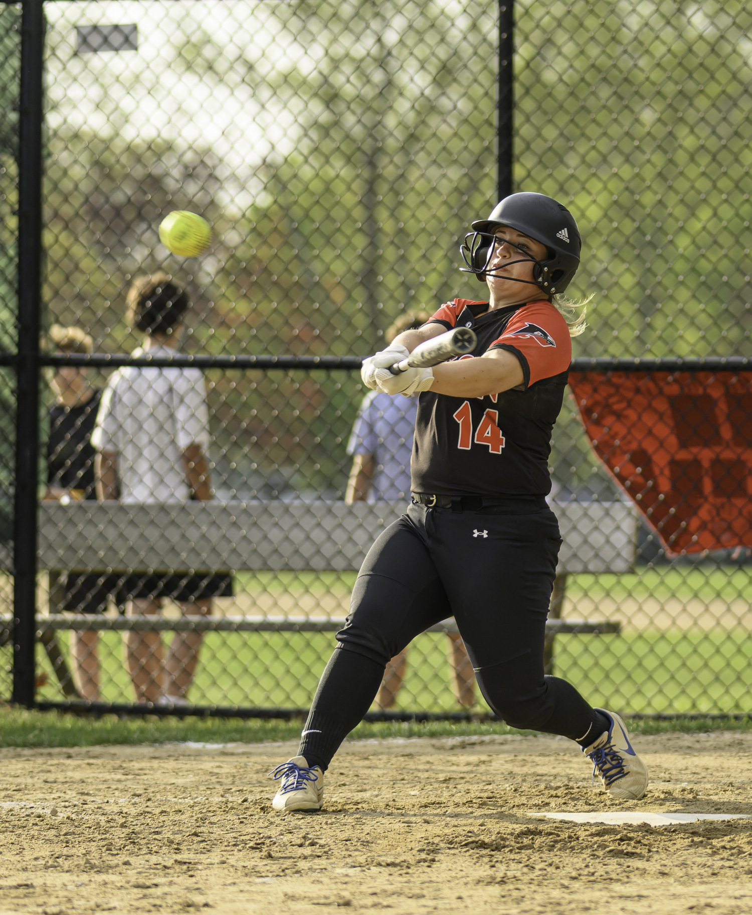 Meadow Osborn gets a hit.   MARIANNE BARNETT
