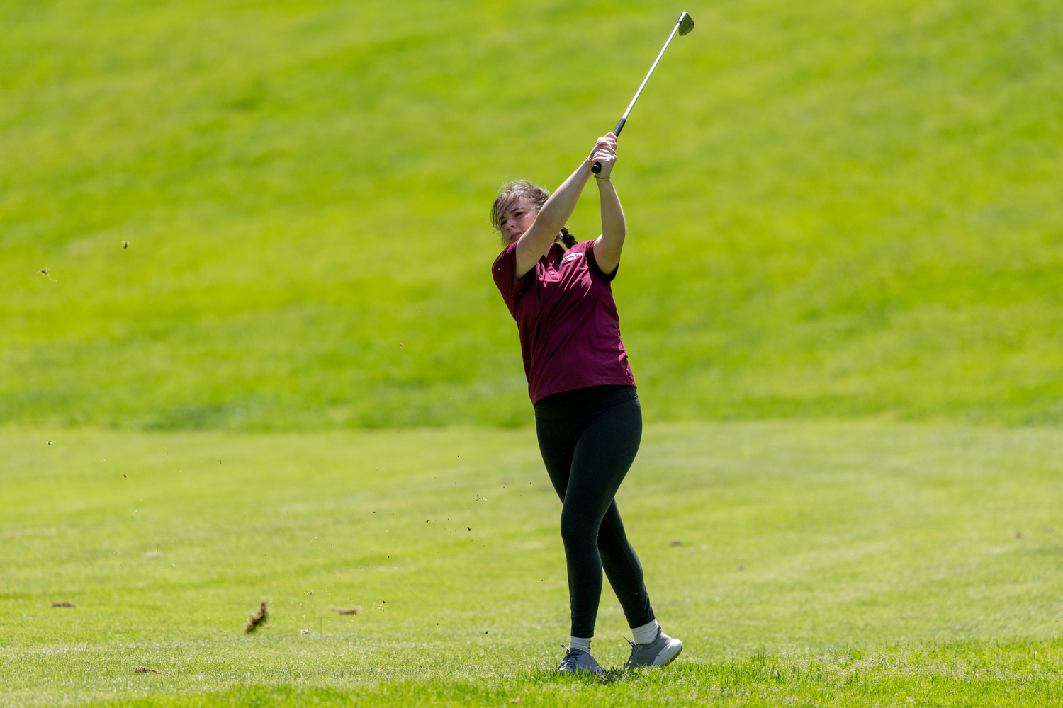 Kathryn Blackmore plays at the Section XI Championships at Middle Island Country Club on Tuesday.  RON EPSOSITO