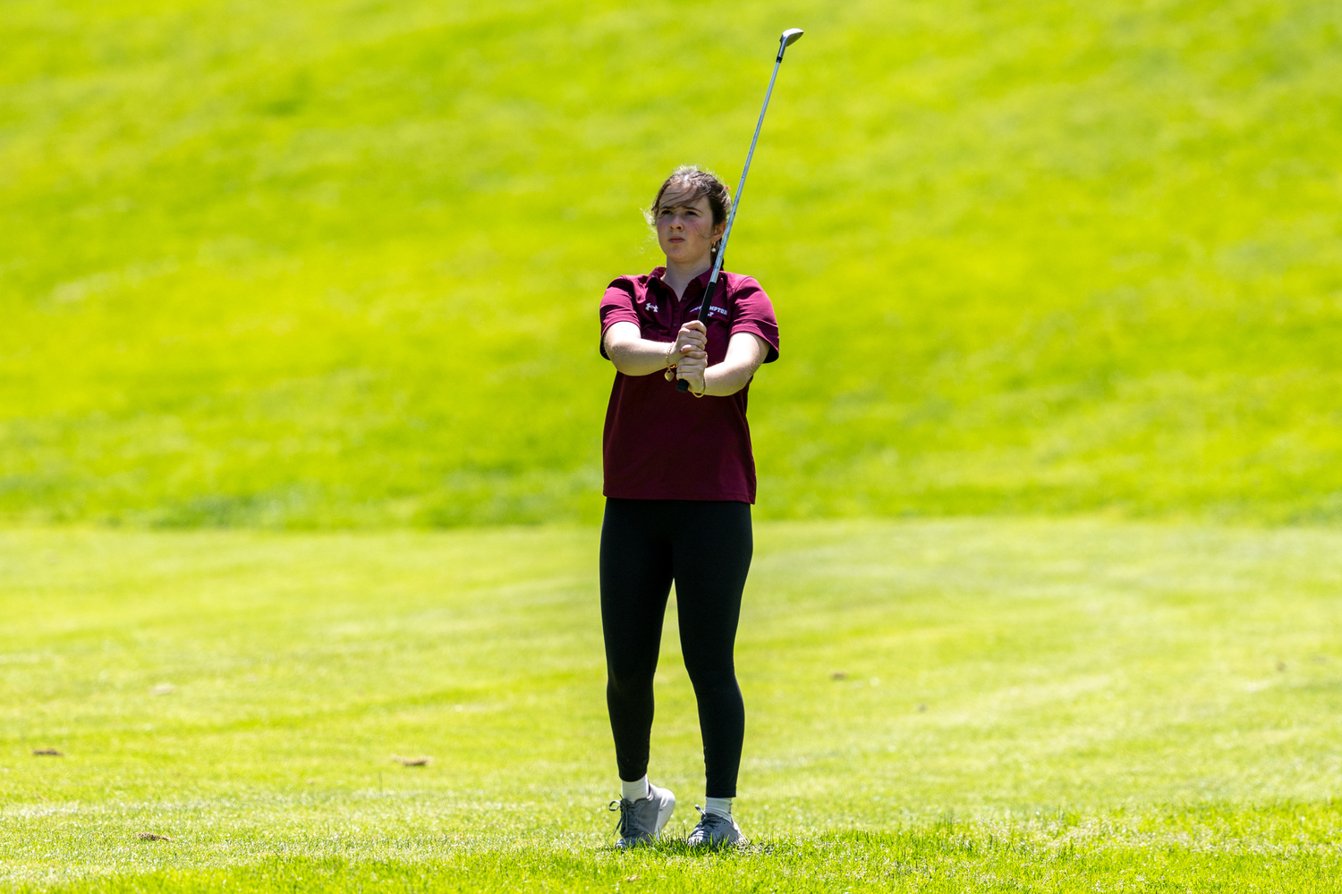 Kathryn Blackmore plays at the Section XI Championships at Middle Island Country Club on Tuesday.  RON EPSOSITO