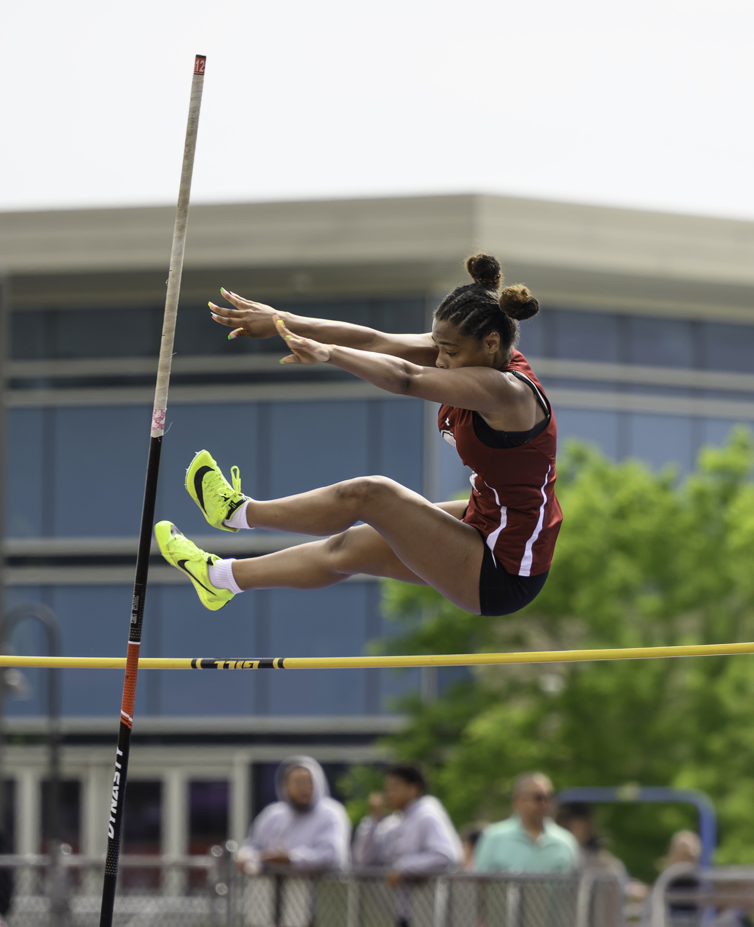 Southampton's Hailey Sulph in the pole vault.  MARIANNE BARNETT