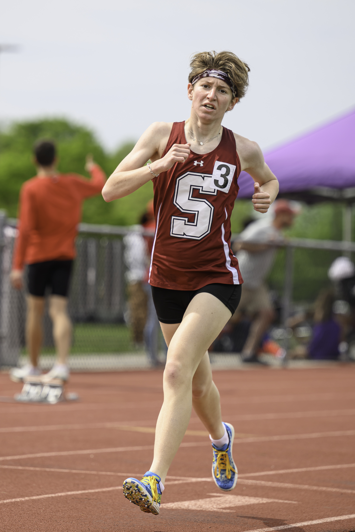 Southampton senior Lili Telvi won her heat in the 1,500-meter race and placed third overall in the 800-meter run.   MARIANNE BARNETT