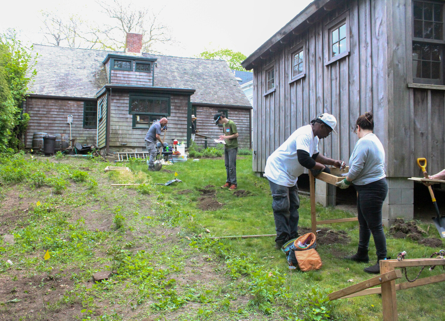 Volunteers gathered at the Sag Harbor Historical Museum's Annie Cooper Boyd House over the weekend for an archeological dig. ANNABELLE ROUSSEL