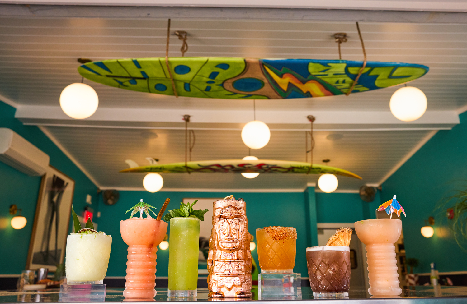 Shark Bar Montauk has expanded its drink offerings this season with additions to the frozen and tiki cocktail menu courtesy of East End Mixology’s Jarhn Blutstein. MICHELLE MCSWAIN