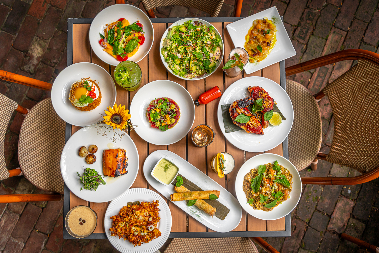 A selection of Indonesian-inspired dishes from Wayan & Ma•dé at EHP Resort & Marina in East Hampton, a summer residency. F&B IMAGERY/NOAH FECKS
