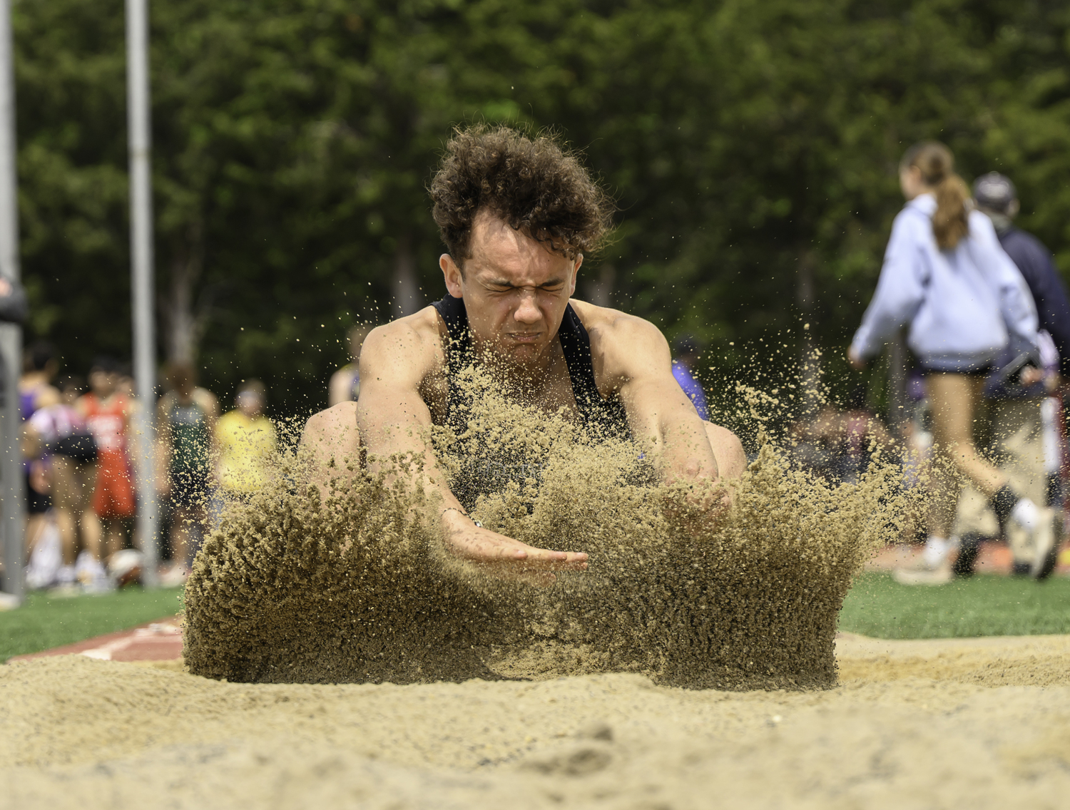 Ezekiel McCrary competing in the long jump of the pentathlon in which he placed second overall in.   MARIANNE BARNETT