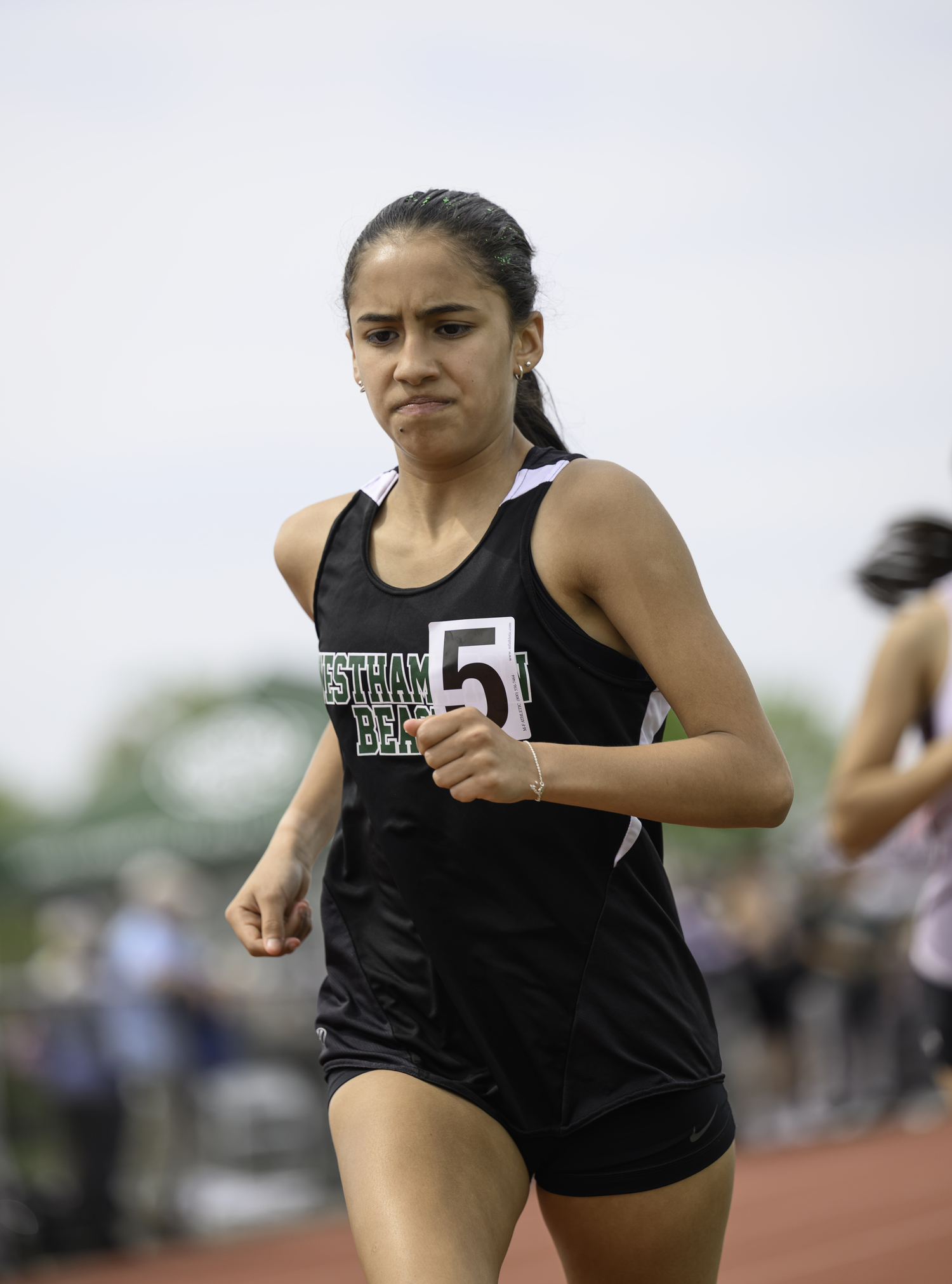 Jasmine Garcia of Westhampton Beach placed third in the freshman/sophomore 1,500-meter race.  MARIANNE BARNETT