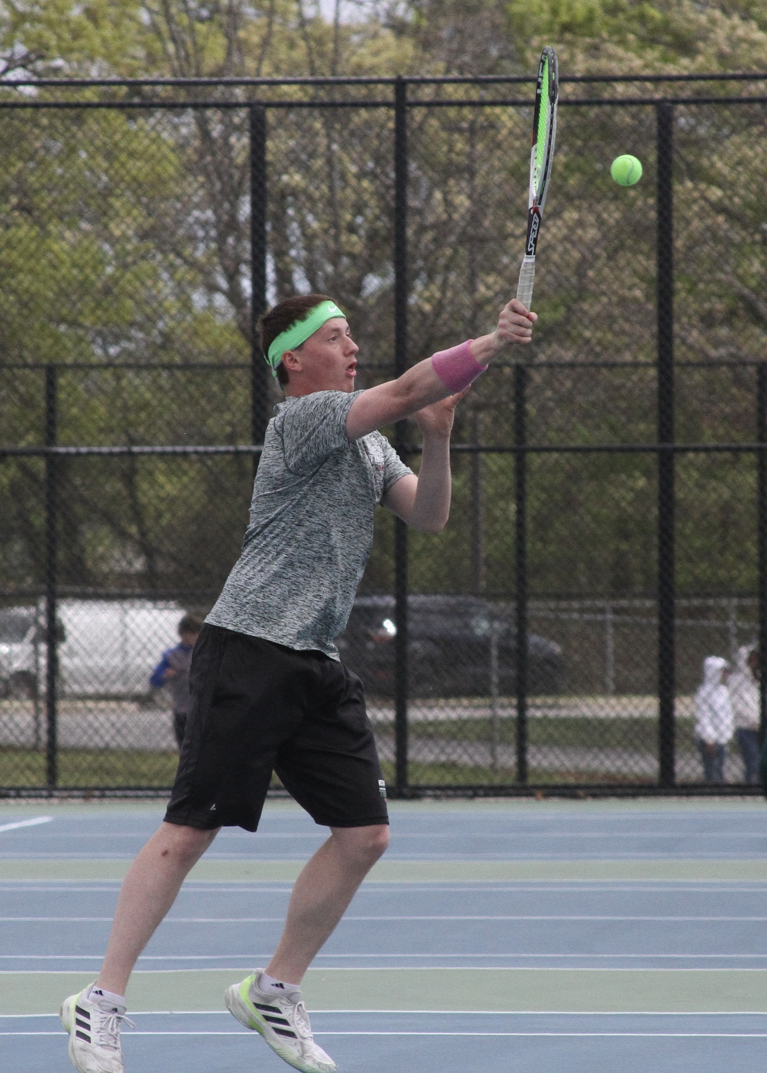 Senior Matt Moran volleys. DESIRÉE KEEGAN
