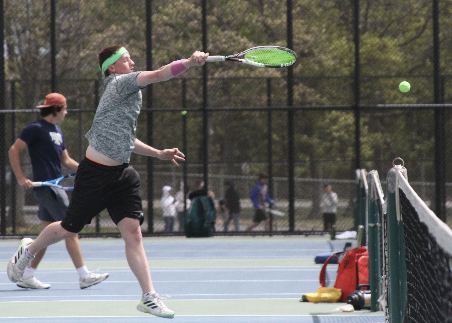 Senior Matt Moran volleys. DESIRÉE KEEGAN