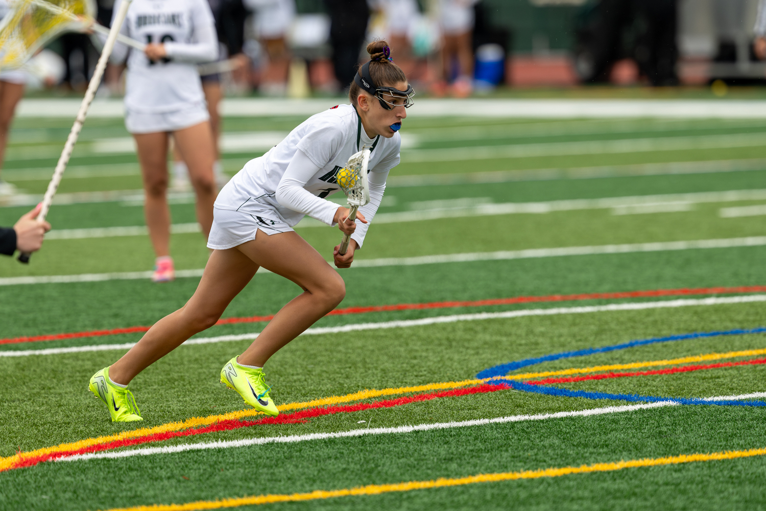 Seventh-grade attack Mackenzie Klammer races to the cage. RON ESPOSITO