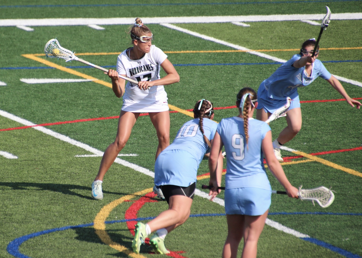 Senior midfielder Reese King scored three goals and added three assists in a 9-3 win over Rocky Point May 2. MARY BEASLEY