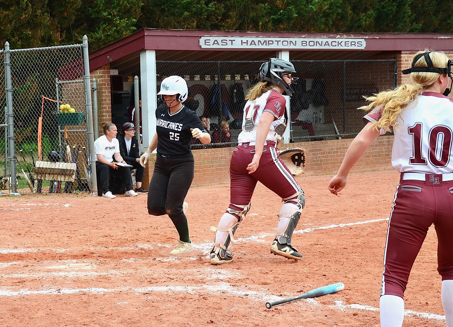 Senior catcher Antonella Russo scores a run. KYRIL BROMLEY