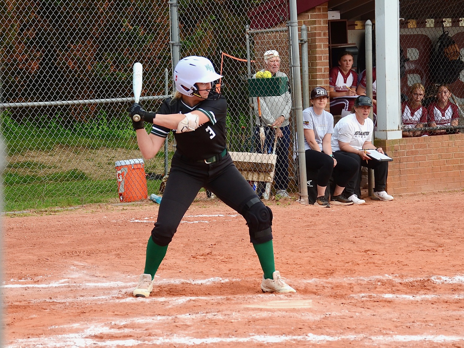 Sophomore third baseman Michaela Hertwig up to bat. KYRIL BROMLEY