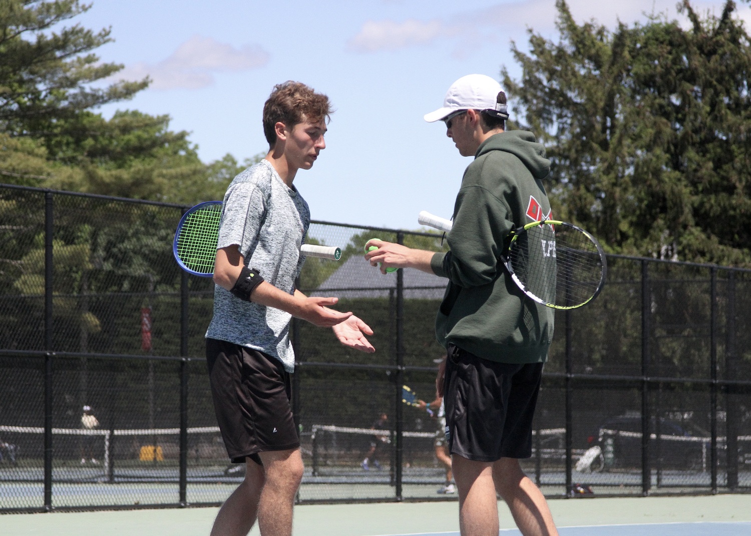 Junior Bryce Groth and senior Giancarlo Volpe come together on the court. DESIRÉE KEEGAN