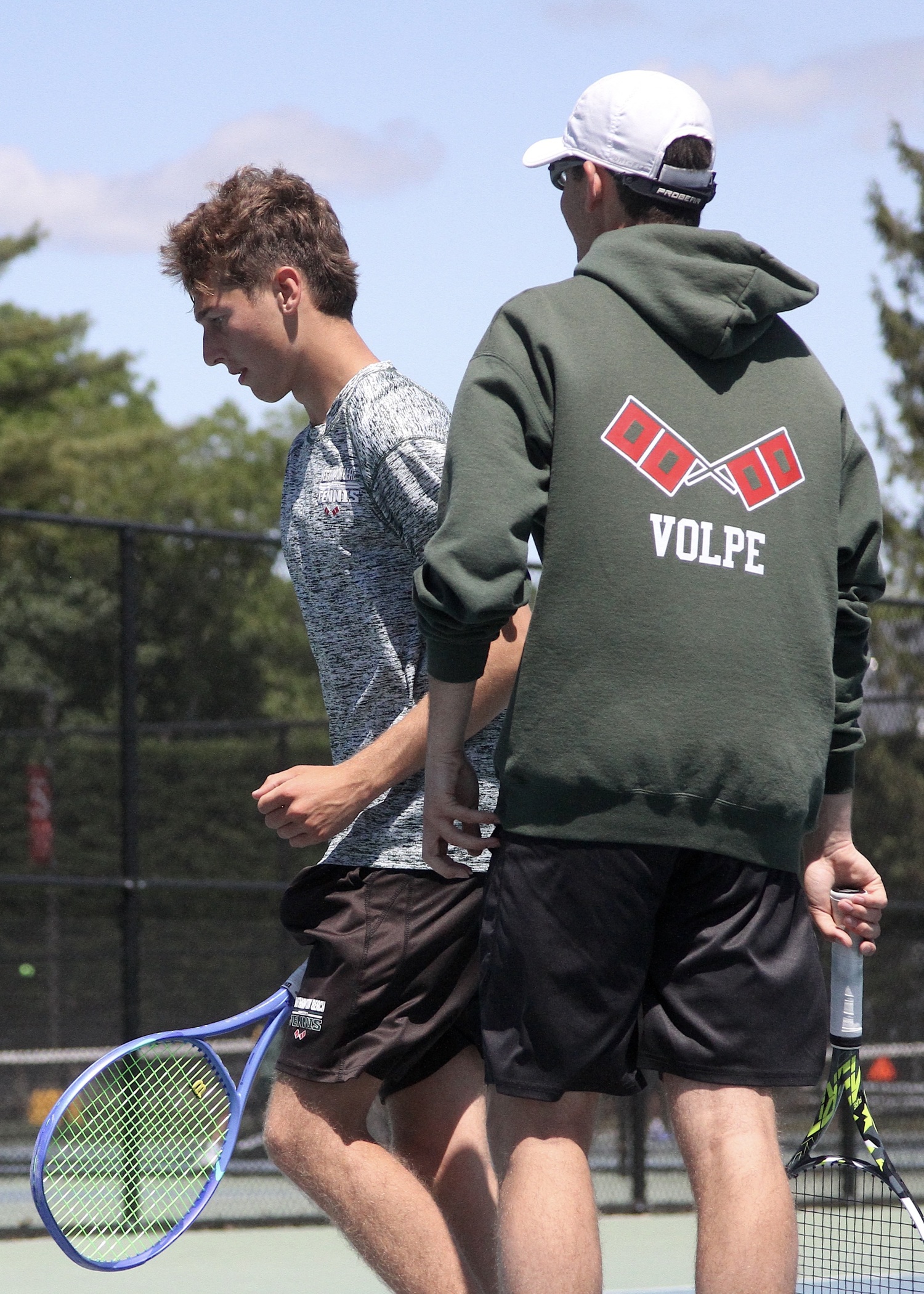 Junior Bryce Groth and senior Giancarlo Volpe celebrate a point. DESIRÉE KEEGAN