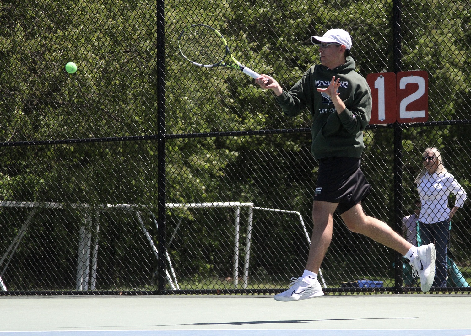 Senior Giancarlo Volpe pushes the ball. DESIRÉE KEEGAN