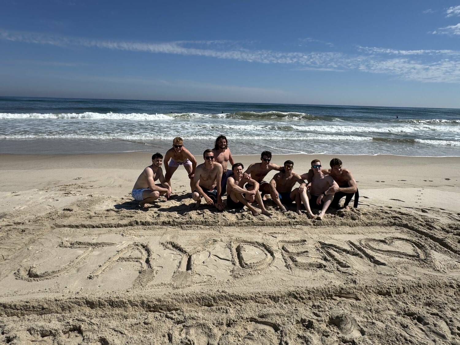 Friends of Jayden Pepitone, who died May 5, gathered at Coopers Beach in Southampton, where he was a lifeguard, and plunged into the ocean in his memory. A paddle out is also being planned for his birthday, which is July 28. COURTESY KEN SISCO

--