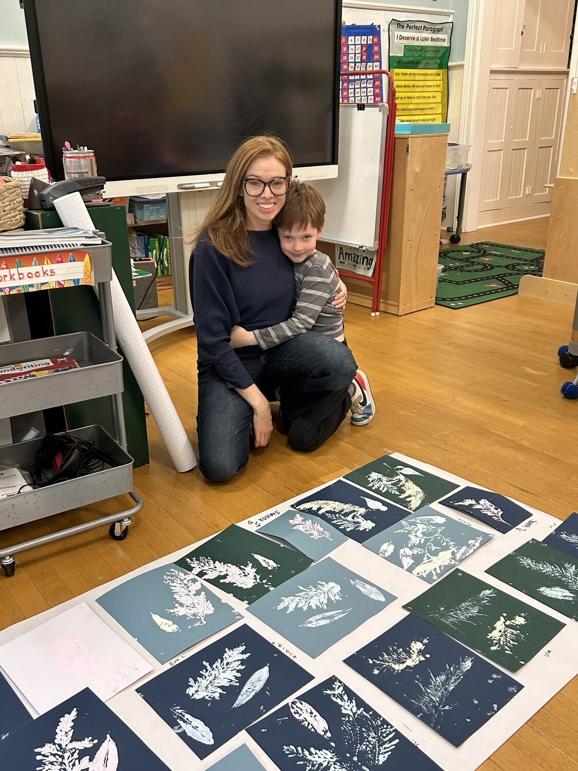 Sagaponack School student Aidan Brankovic made a Mother's Day print craft for his mom Elish Warlop. COURTESY SAGAPONACK SCHOOL