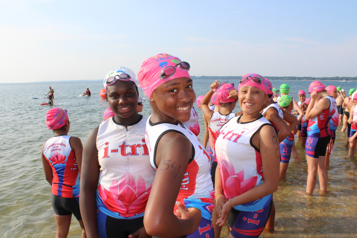 i-tri members getting ready for the swimming portion of the Hamptons Youth Triathalon. COURTESY THERESA RODEN