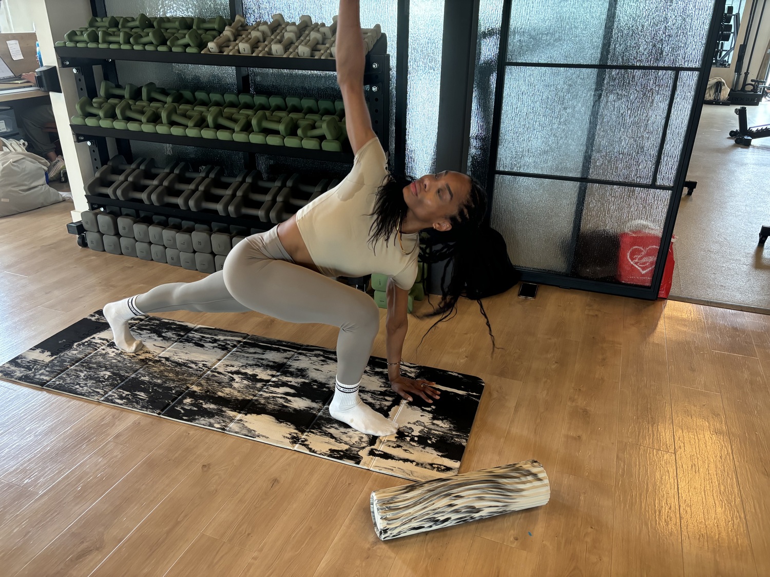 Post House co-owner Tiffany Savage does yoga on an Ocean Foam yoga mat made from sustainably harvested algae, instead of plastic. Sustainably minded gyms aren’t easy to find in the Hamptons, but this one makes an effort, using LED lighting, nontoxic cleaning supplies and open air breezes as AC. JENNY NOBLE
