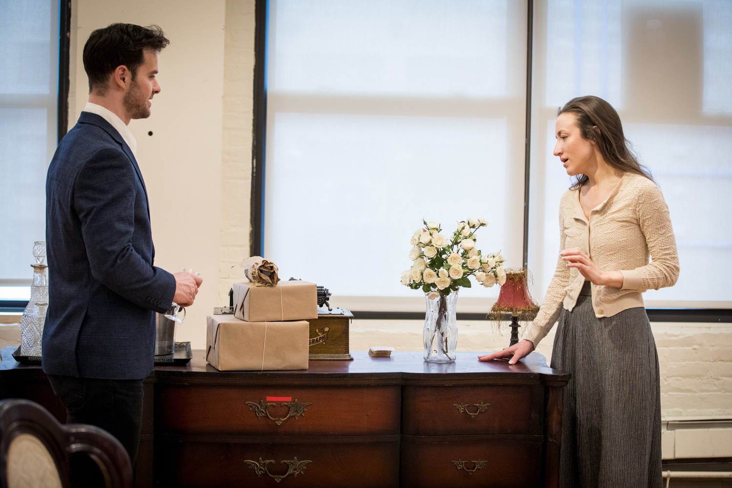 Sam Gravitte and Olivia Cygan in rehearsal for 
