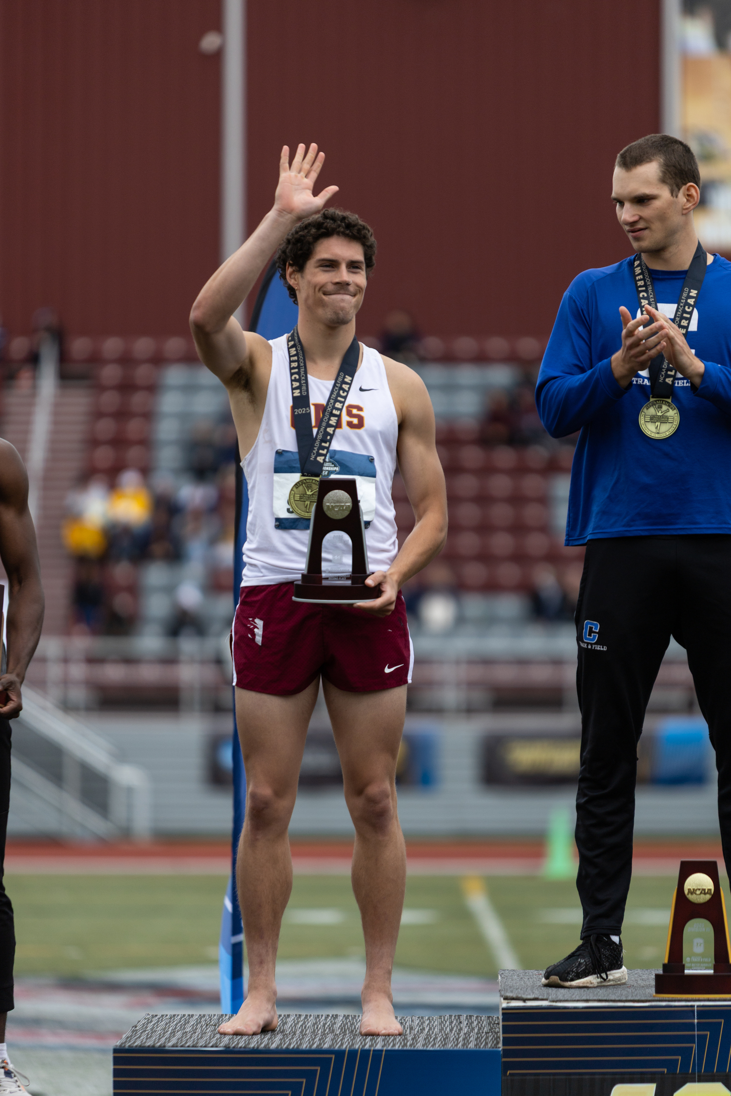 Colin Scanlon placed second in the 400-meter hurdles at the NCAA Division III Championships.  AARON BREWER