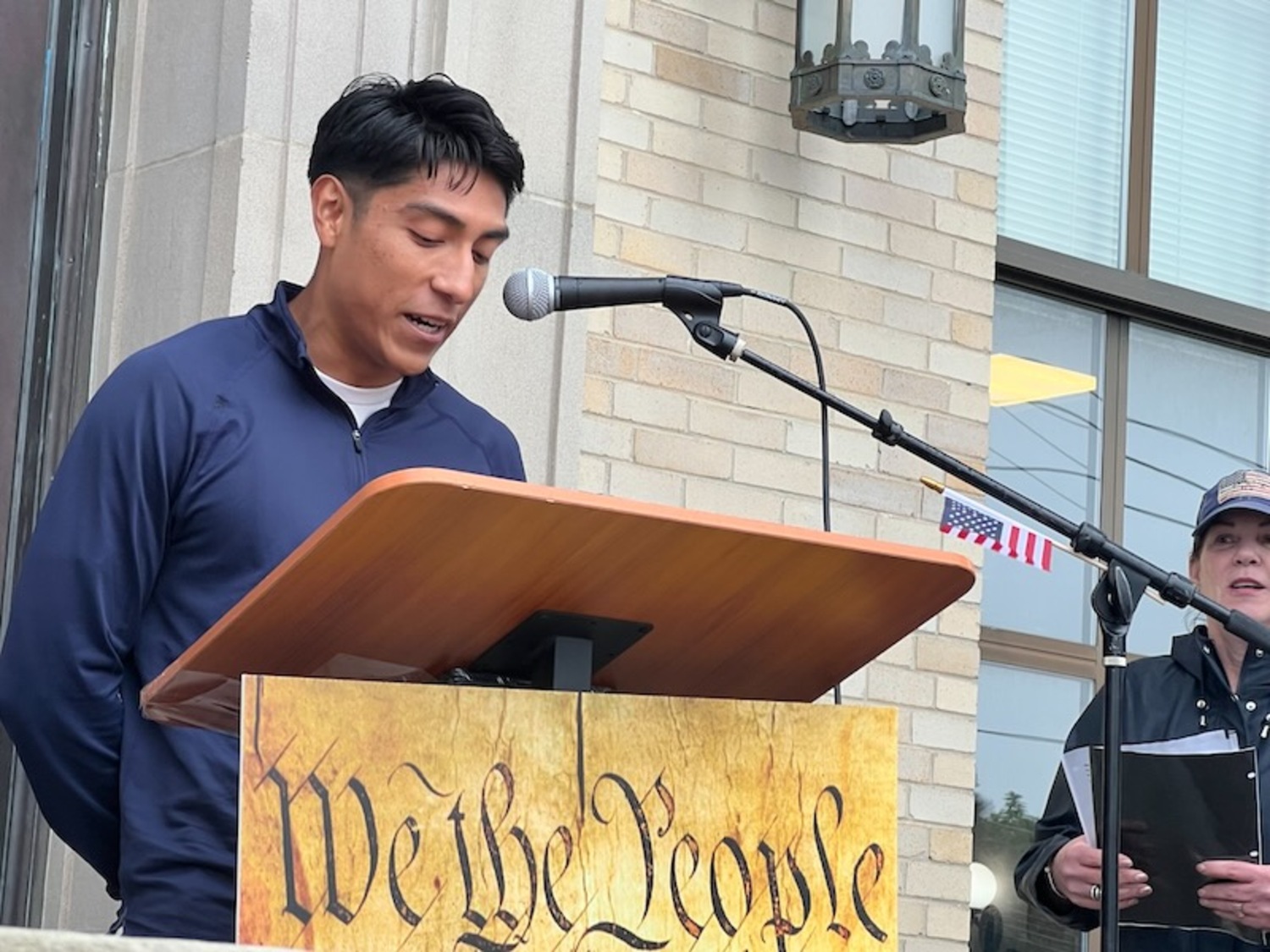Jon Lopez of Southampton said ‘this movement of fear and division’ has awakened a sleeping giant, ‘a generation that will reverse every injustice, a generation that will build a tomorrow worthy of our ancestors’ sacrifice.’ RiverheadLOCAL/ Denise Civiletti