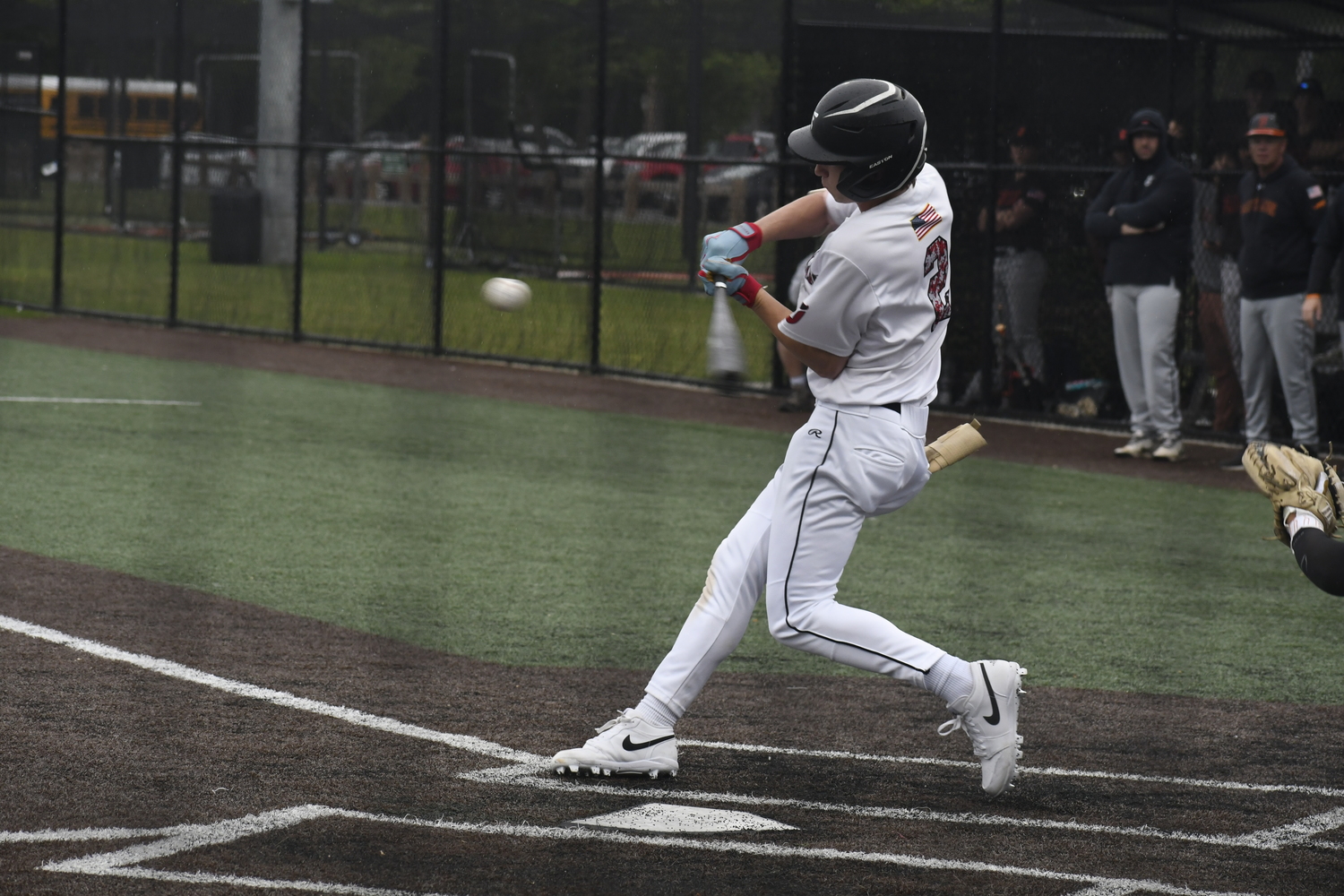Pierson's Brian Schroeder puts a ball in play.  DREW BUDD