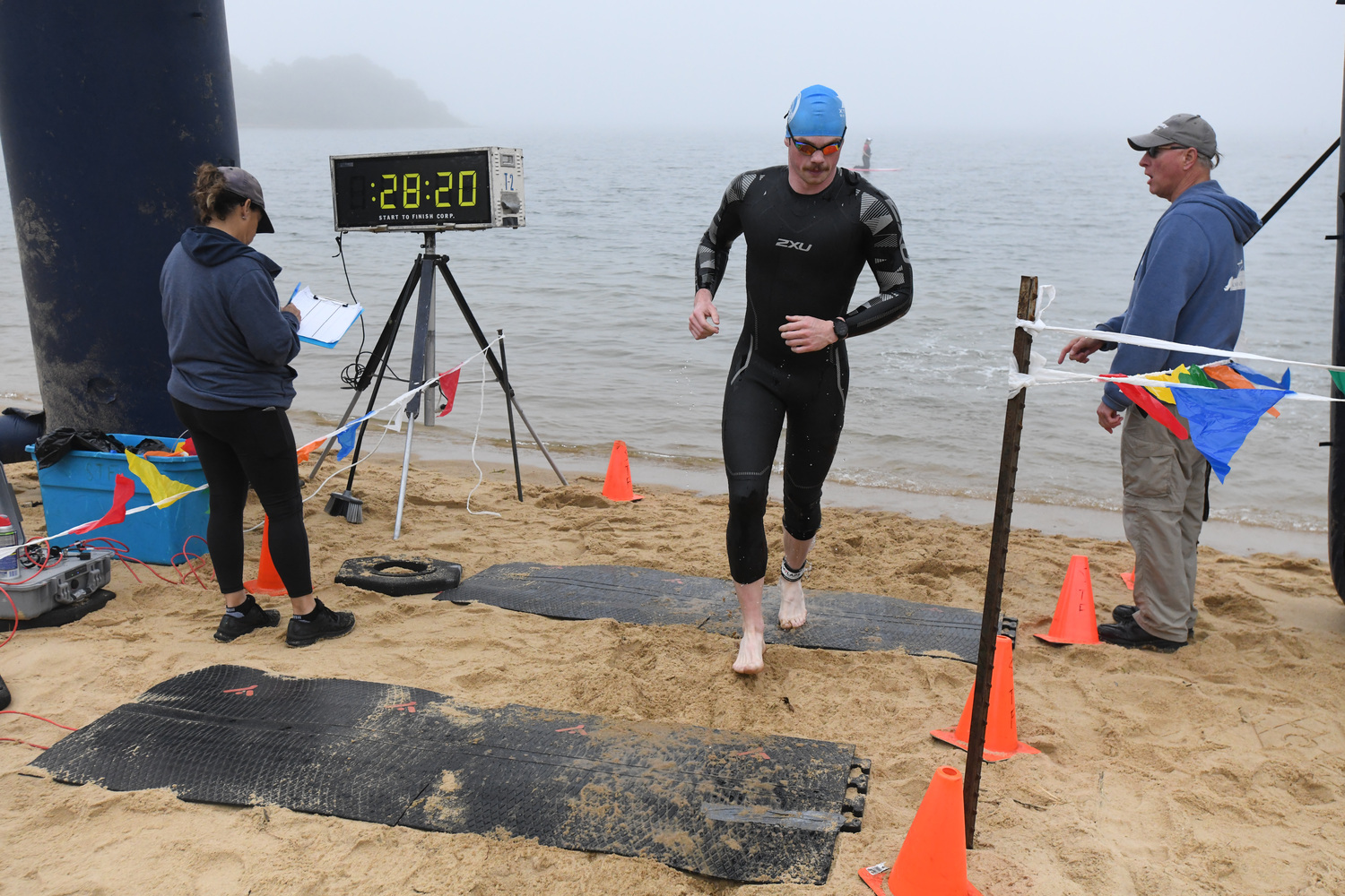 The Robert J. Aaron Mighty Montauk Triathlon was Saturday morning.   DOUG KUNTZ