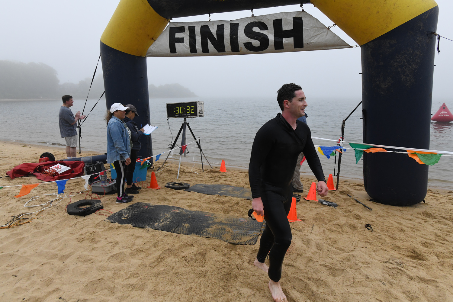 The Robert J. Aaron Mighty Montauk Triathlon was Saturday morning.   DOUG KUNTZ