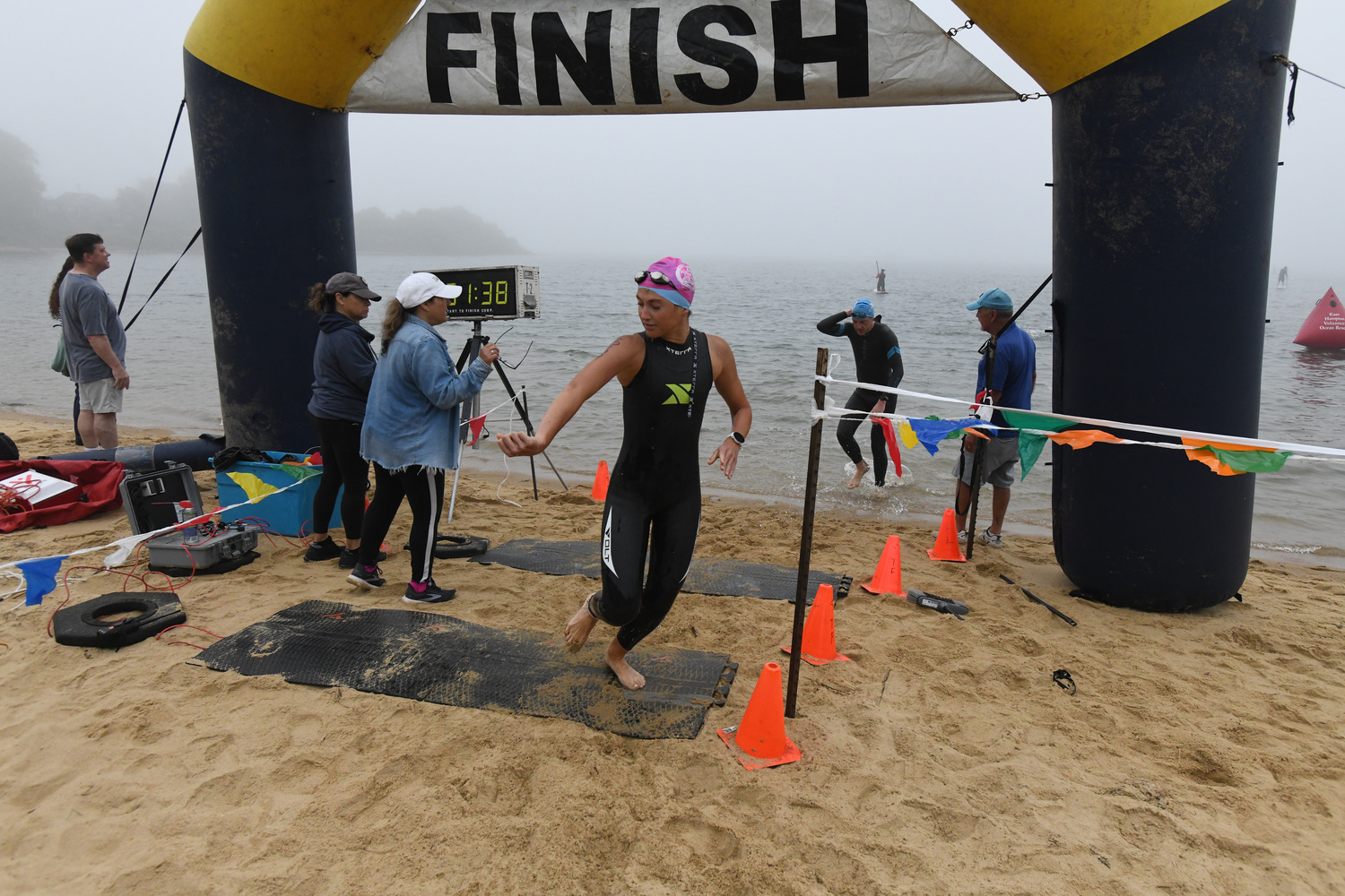 The Robert J. Aaron Mighty Montauk Triathlon was Saturday morning.   DOUG KUNTZ