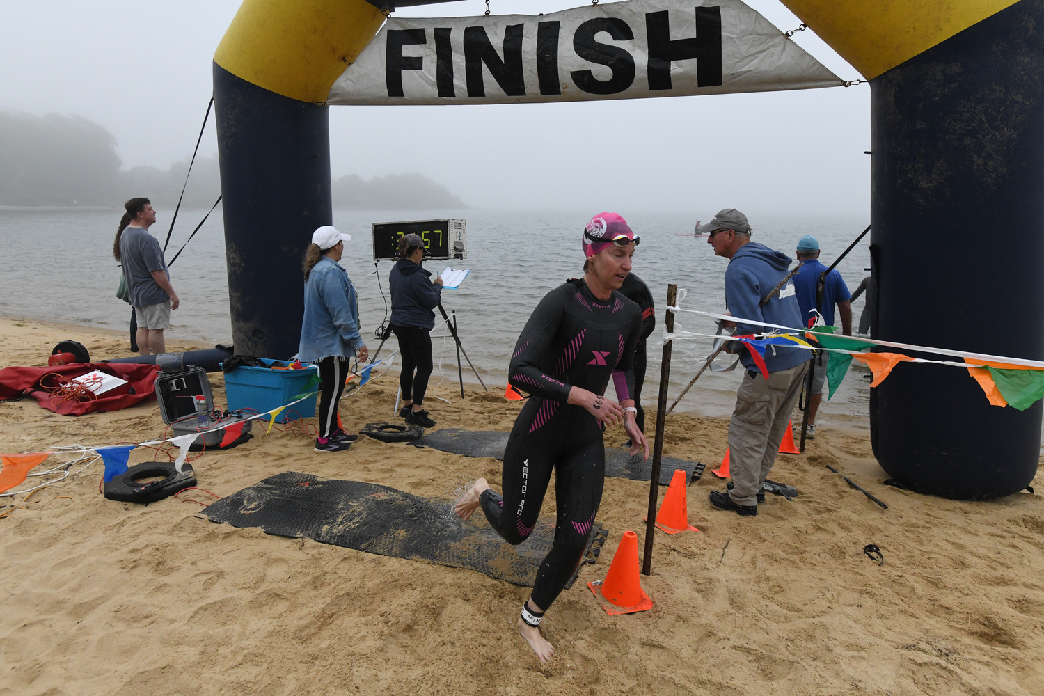 The Robert J. Aaron Mighty Montauk Triathlon was Saturday morning.   DOUG KUNTZ