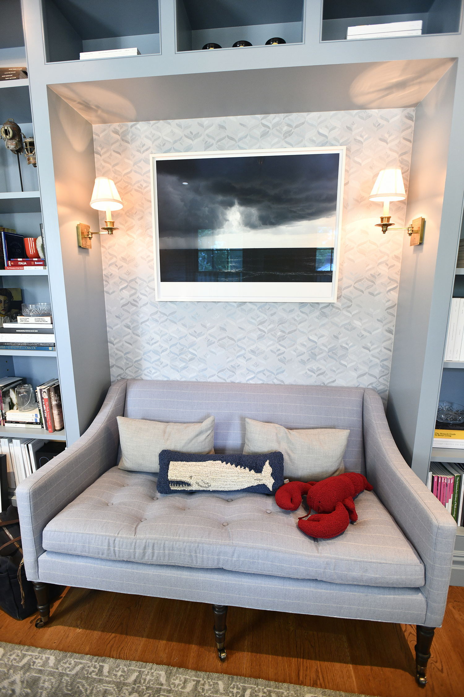 A seating area in the home office.  DANA SHAW