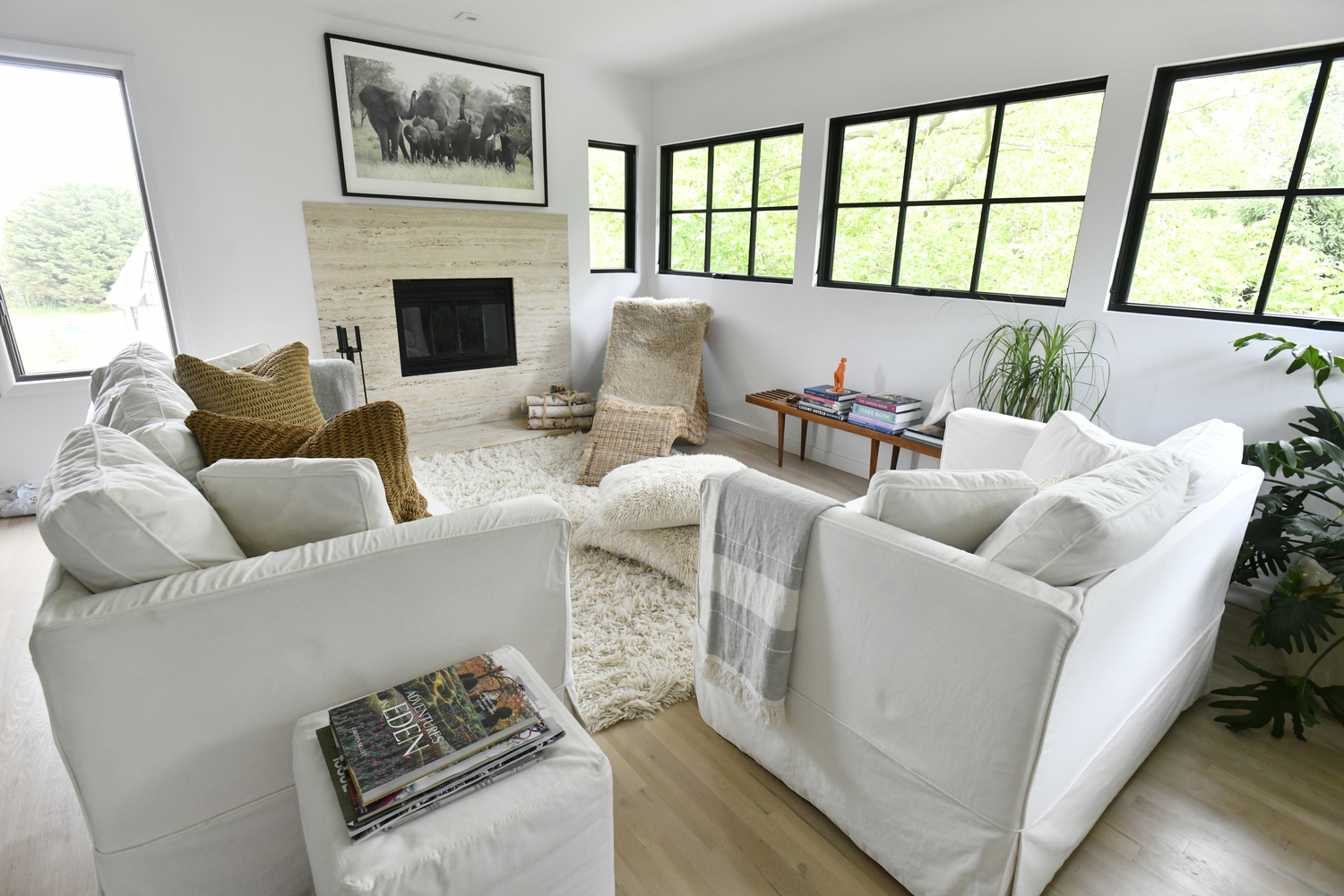 The upstairs seating area with fireplace.  DANA SHAW