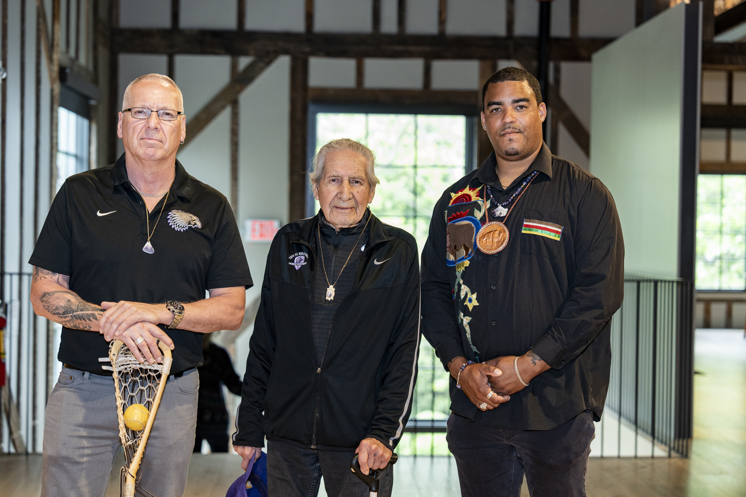 Oren Lyons, center, his son, Rex, at left, and Shane Weeks.  VISION MAKER PRODUCTIONS