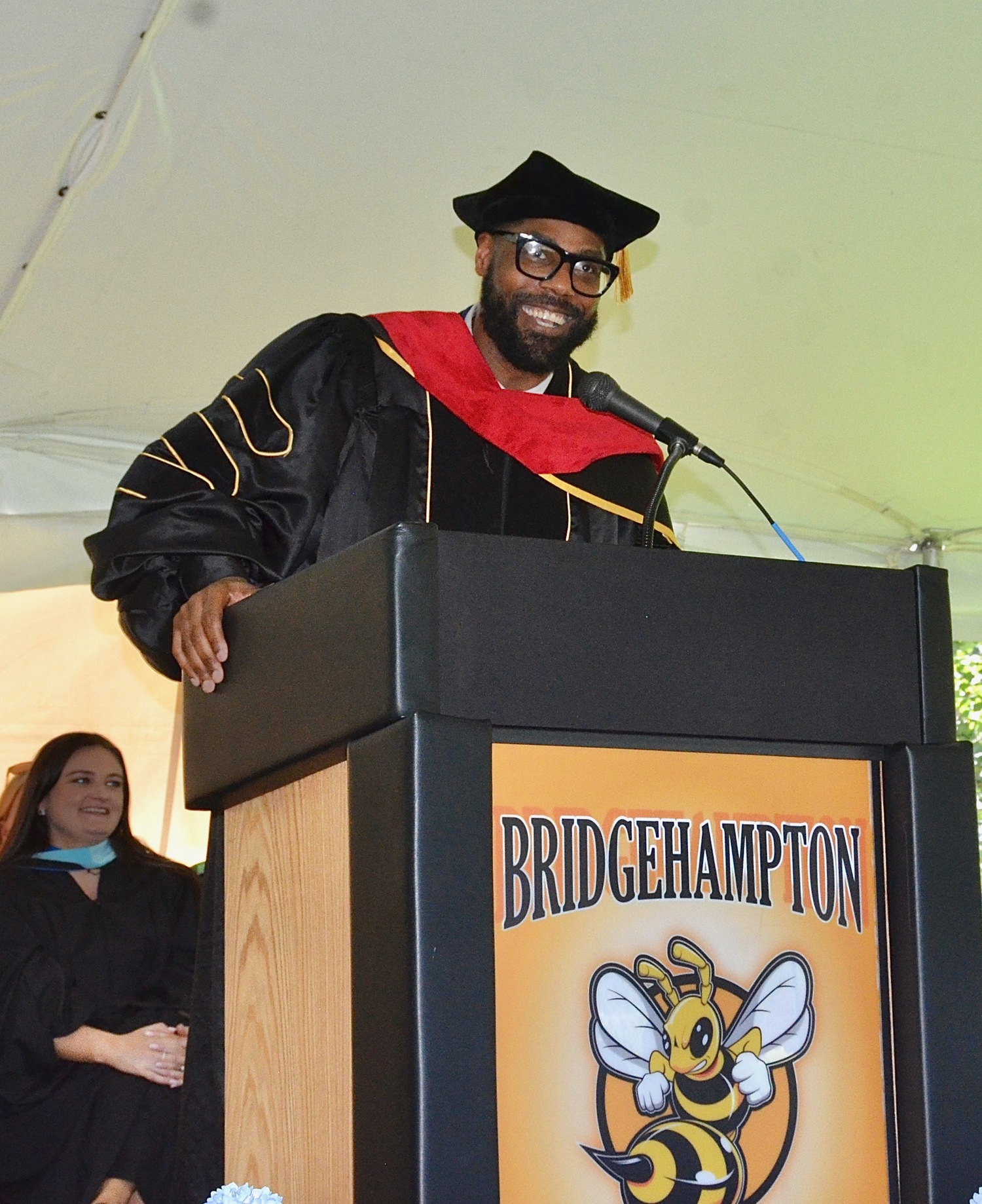 Keynote speaker Dr. Travis Wilkins address the graduates.  KYRIL BROMLEY