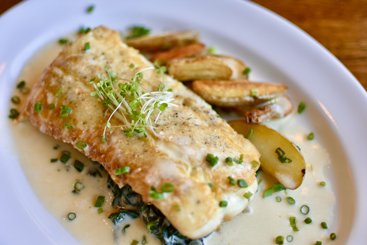 The Bell & Anchor in Sag Harbor is included on the Long Island Seafood Cuisine Trail, for its commitment to sourcing and serving local seafood. COURTESY BELL & ANCHOR