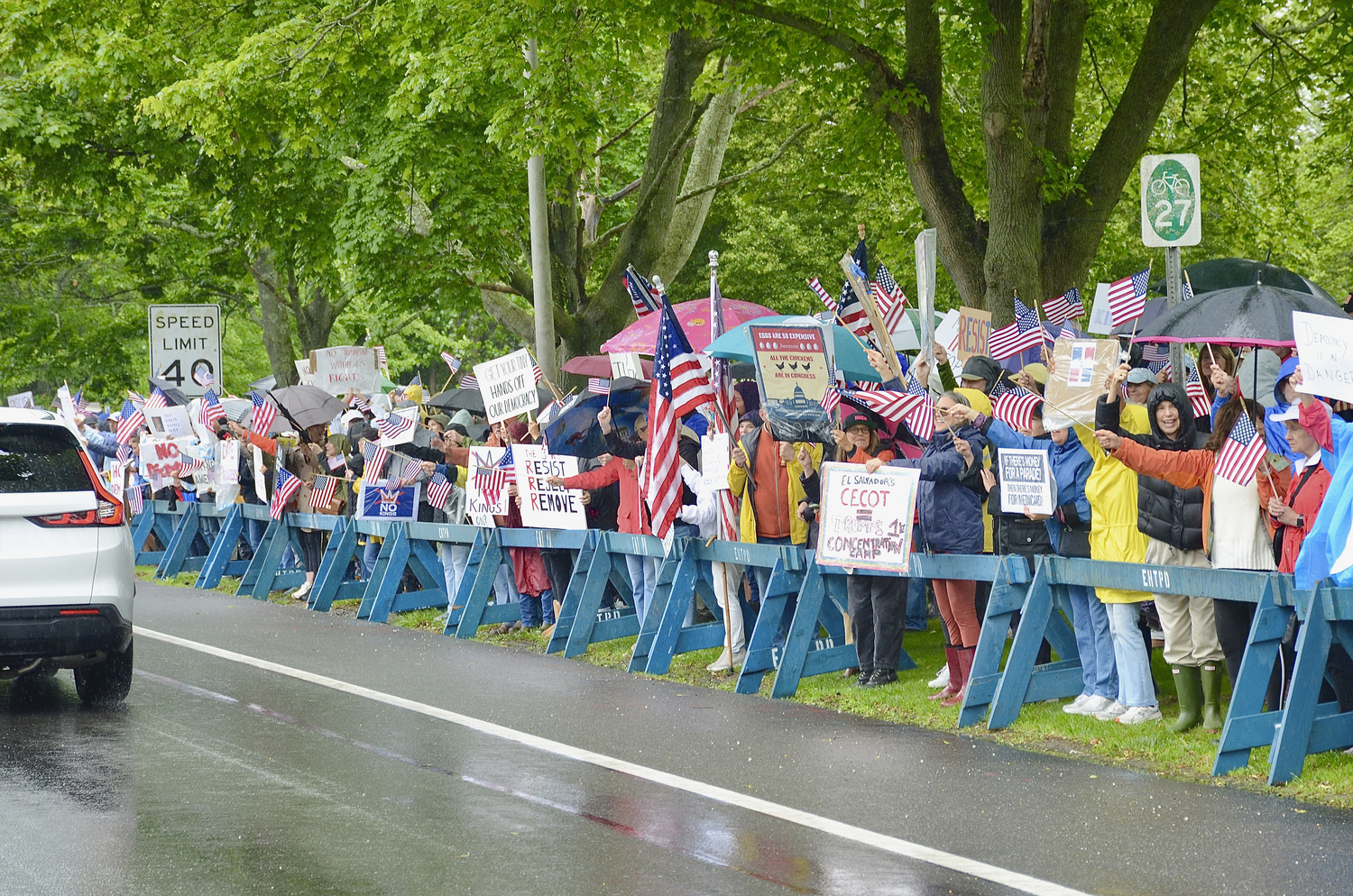Hundreds lined the street in front of East Hampton Town Hall on Saturday afternoon as part of the 