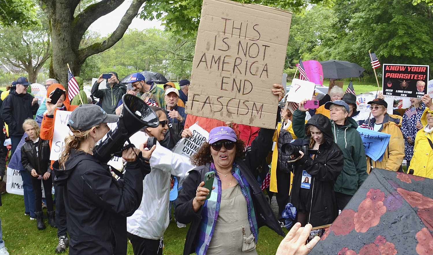 Hundreds lined the street in front of East Hampton Town Hall on Saturday afternoon as part of the 