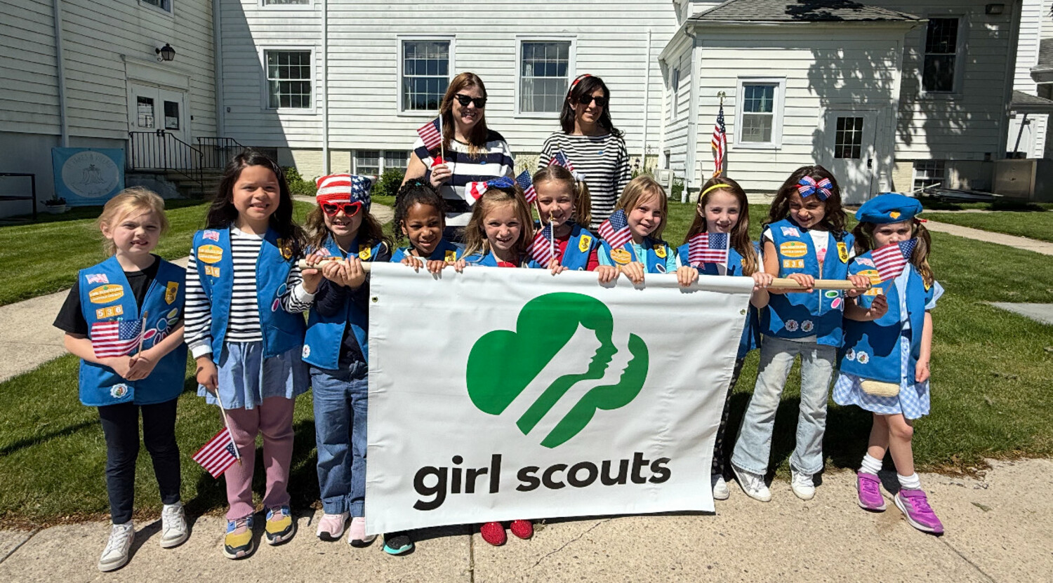Daisy Troop 536 was the first Girl Scouts group to ever walk in the Southampton Village Memorial Day Parade. COURTESY KAREN RODRIGUEZ