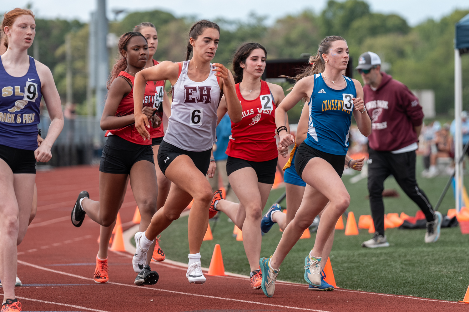 Sabina Piecyk in the 800-meter race of the pentathlon.  RON ESPOSITO