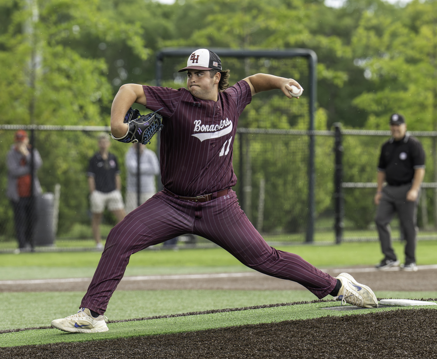 East Hampton starting pitcher Trevor Meehan.  MARIANNE BARNETT