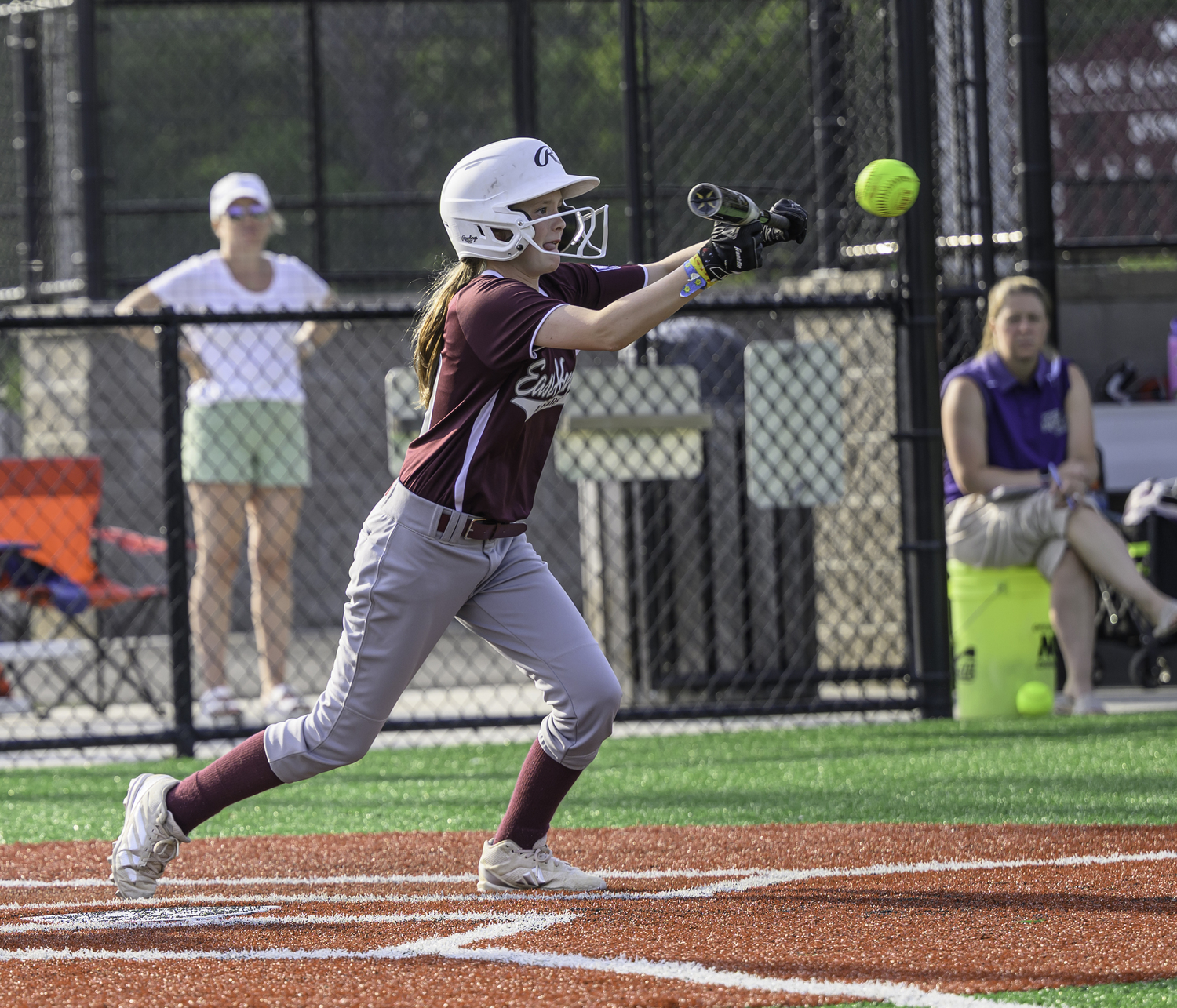 The East Hampton 12-and-under softball All-Stars defeated Hampton Bays, 15-0, at the Hon. Fred W. Thiele, Jr. Recreational Facility at Stephen Hands Path on Monday.  MARIANNE BARNETT