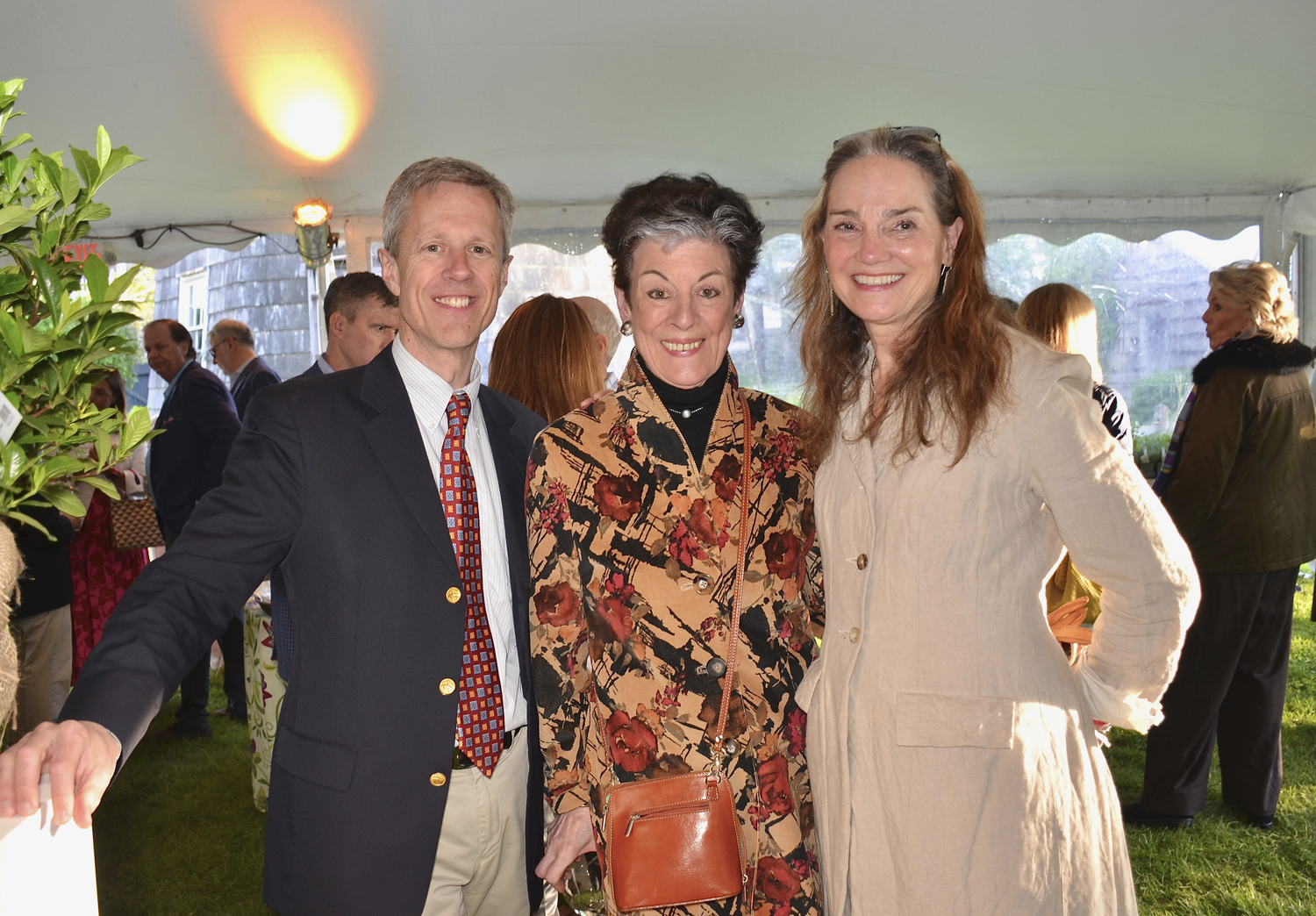 Steve Long, Dianne Benson and Carrie Barrett at the Garden Club of East Hampton's 50th annual Garden Party and Plant Sale on May 23 at Mulford Farm.  KYRIL BROMLEY